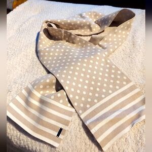 Lole Polka Dot and Striped Beige and White Scarf